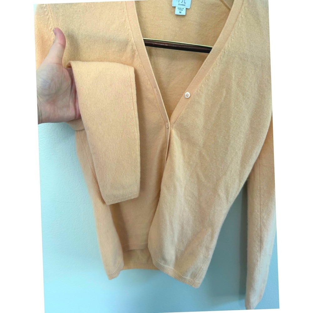 TSE Classic 100% Pure Cashmere Cardigan Sweater Apricot Orange Size Medium - Picture 4 of 7